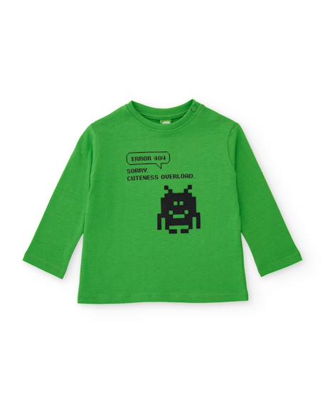 Ensemble pour garçon avec t-shirt en maille à message Vert 2 - vertbaudet enfant 