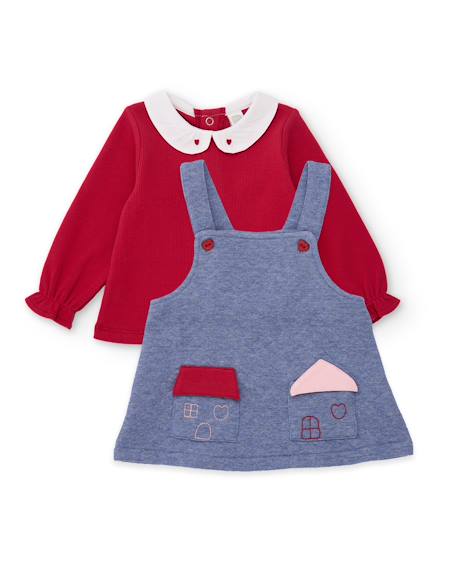 Ensemble bébé en molleton avec robe Bleu 1 - vertbaudet enfant 