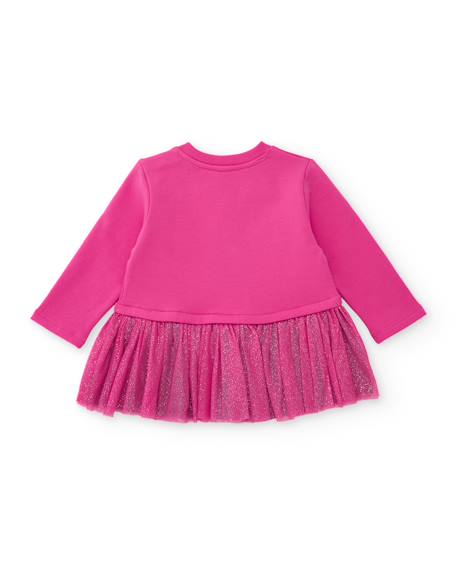 Robe bébé fille en jersey et molleton avec motif dinosaure et volant Rose 2 - vertbaudet enfant 