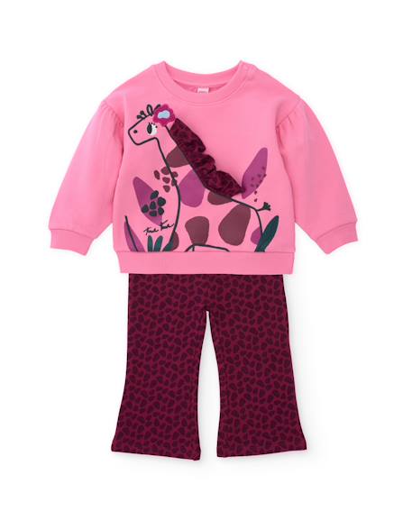 Ensemble fille en molleton avec sweat girafe et pantalon assorti Rose 2 - vertbaudet enfant 