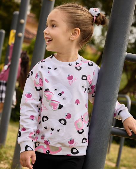 Sweat bébé fille en molleton doux avec imprimé ludique Blanc 1 - vertbaudet enfant 