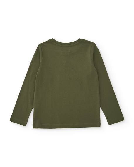 T-shirt garçon en maille avec imprimé de ville et manches longues Vert 2 - vertbaudet enfant 