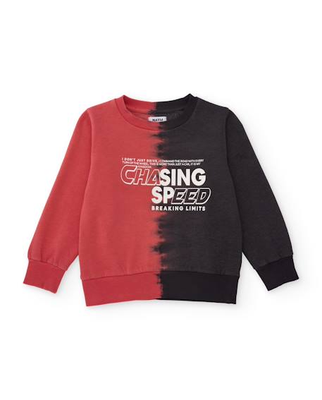 Sweat garçon en molleton avec imprimé frontal et couleurs contrastantes Rouge 2 - vertbaudet enfant 