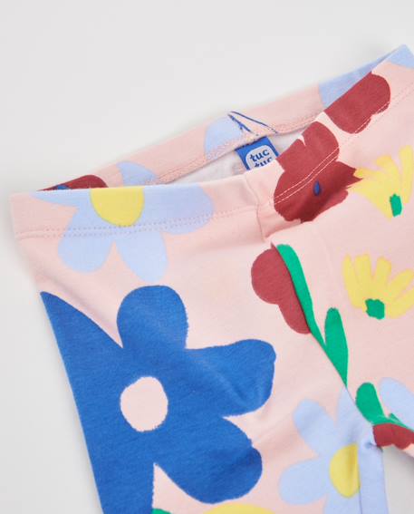 Legging fille en molleton à motif floral et matière extensible Rose 3 - vertbaudet enfant 
