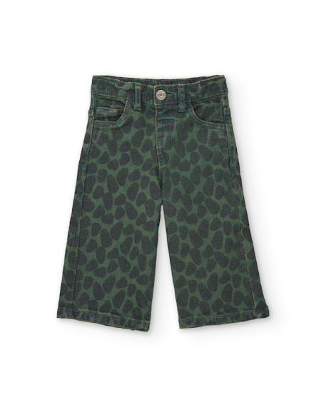 Pantalon bébé fille en coton imprimé léopard et taille confortable Vert 1 - vertbaudet enfant 