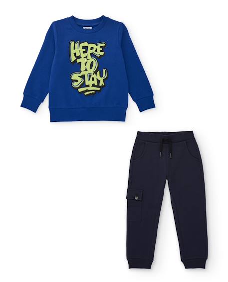Garçon-Ensemble-Ensemble garçon en coton avec sweat à motif graphique et pantalon jogger