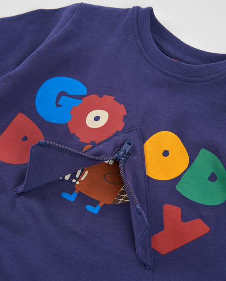 T-shirt en jersey pour garçon avec imprimé et fermeture éclair décorative Bleu 3 - vertbaudet enfant 