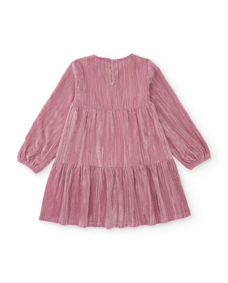 Robe fille en tissu soyeux avec volants Rose 3 - vertbaudet enfant 