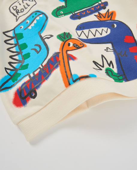Sweat bébé garçon en molleton chaud à motif dinosaures Blanc 5 - vertbaudet enfant 