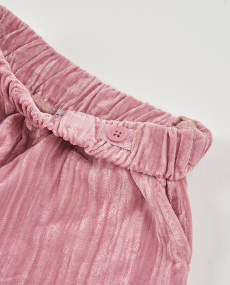 Pantalon fille en toile plate avec taille élastique et jambes droites Rose 3 - vertbaudet enfant 