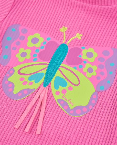 T-shirt en jersey fille à manches longues et motif papillon Rose 4 - vertbaudet enfant 