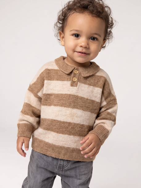 Pull polo bébé garçon taupe 2 - vertbaudet enfant 