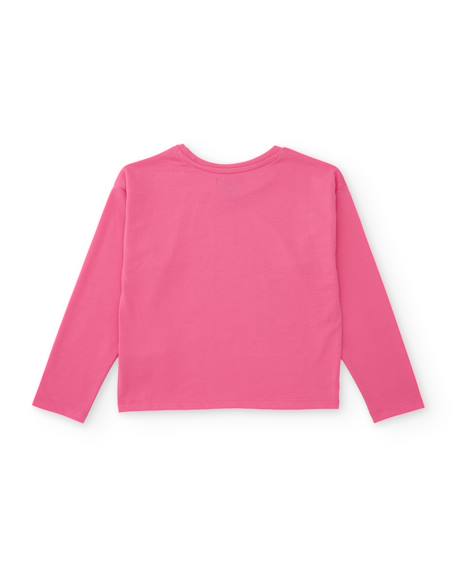 T-shirt fille en maille avec imprimé floral brillant Rose 3 - vertbaudet enfant 