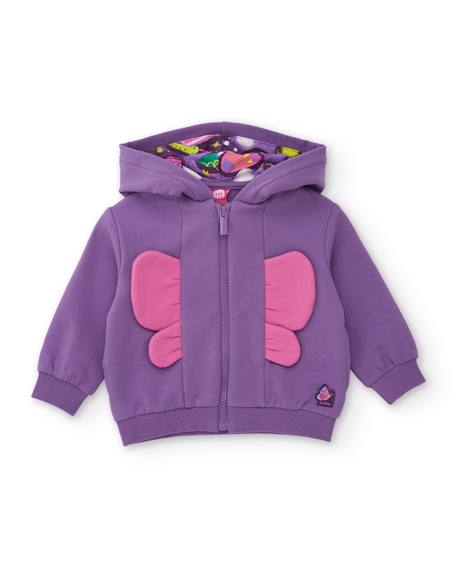 Ensemble en molleton fille avec sweat à capuche et legging imprimé Violet 3 - vertbaudet enfant 