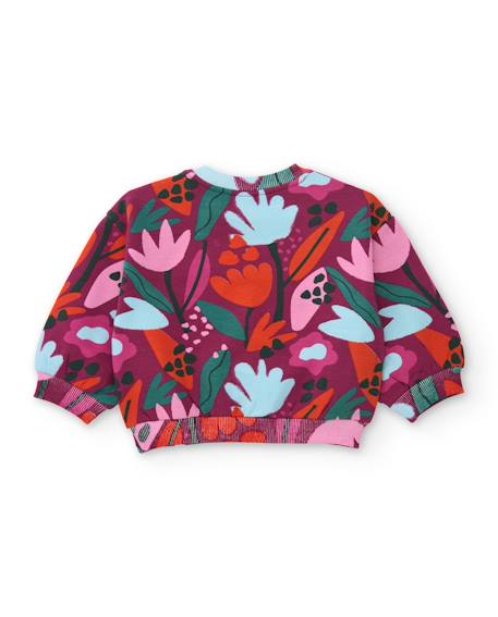 Ensemble fille en molleton avec sweat floral et jupe assortie Rouge 4 - vertbaudet enfant 