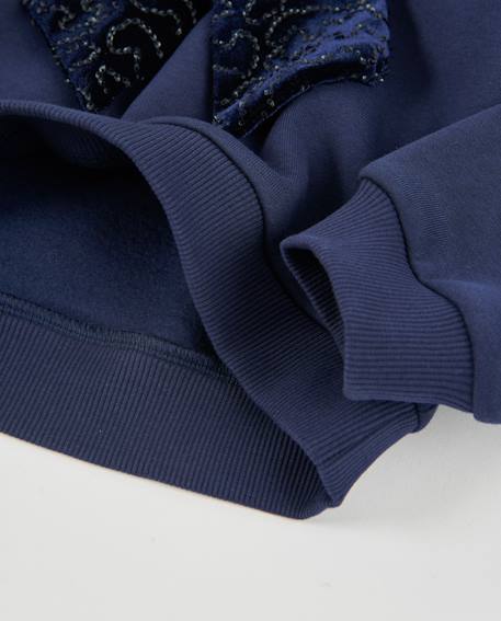 Sweat fille en molleton avec nœud décoratif et poignets côtelés Bleu 5 - vertbaudet enfant 