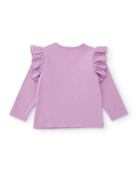 T-shirt en jersey bébé fille à volants aux épaules et broderie papillons Violet 3 - vertbaudet enfant 
