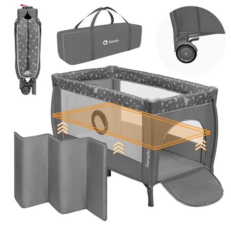 Lit parapluie parc bébé 2en1 stefi plus 0-36 mois avec matelas haute densité et roulettes Green olive+Grey multicolor+Grey white+Pink yellow 13 - vertbaudet enfant 