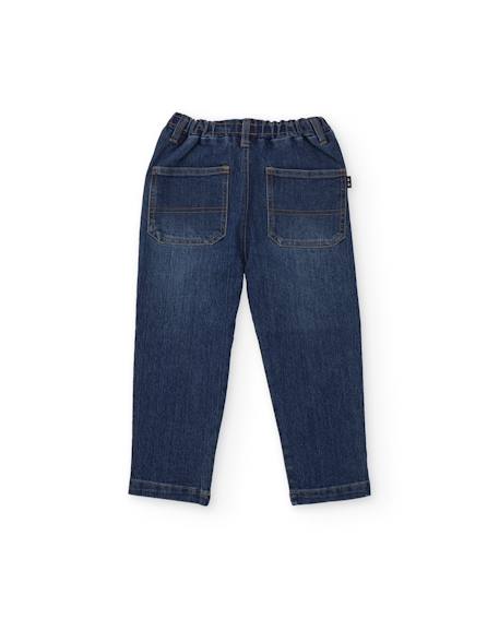 Jean garçon avec taille élastique et coupe droite Bleu 3 - vertbaudet enfant 