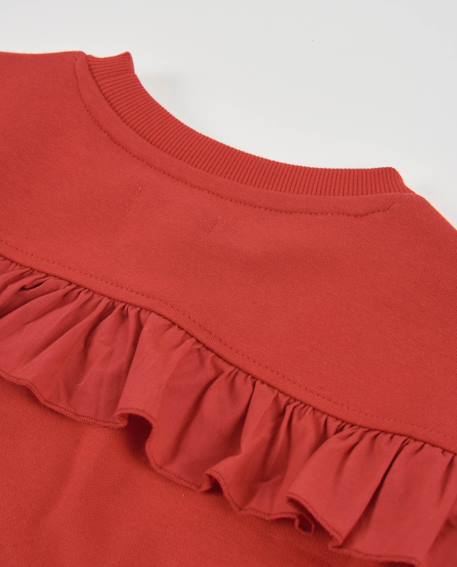 Sweat pour fille en molleton avec imprimé floral et volants décoratifs Rouge 3 - vertbaudet enfant 