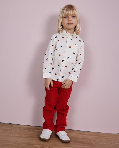 Pantalon garçon en toile avec poches décoratives Rouge 1 - vertbaudet enfant 