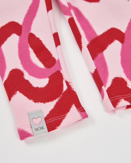 Legging fille en molleton confortable à imprimé cœurs Rose 5 - vertbaudet enfant 