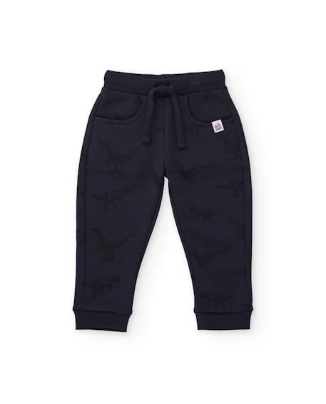 Pantalon en molleton pour garçon avec motif de dinosaures Bleu 1 - vertbaudet enfant 