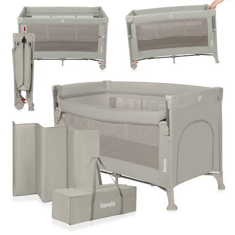 Lit cododo 3en1 ellen avec fonction lit parapluie et parc bébé, matelas haute densité et roulettes Beige sand+Black carbon+Green sage 1 - vertbaudet enfant 