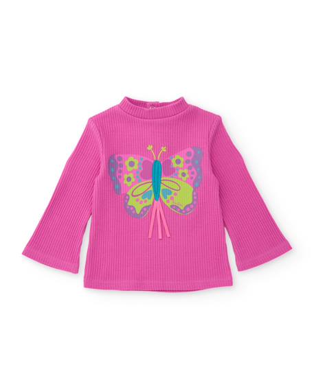 T-shirt en jersey fille à manches longues et motif papillon Rose 2 - vertbaudet enfant 