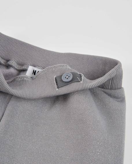 Pantalon pour fille en molleton avec broderies florales fantaisie Gris 4 - vertbaudet enfant 