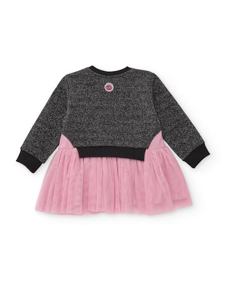 Robe fille buste en molleton à sequins et jupe en tulle Gris 2 - vertbaudet enfant 