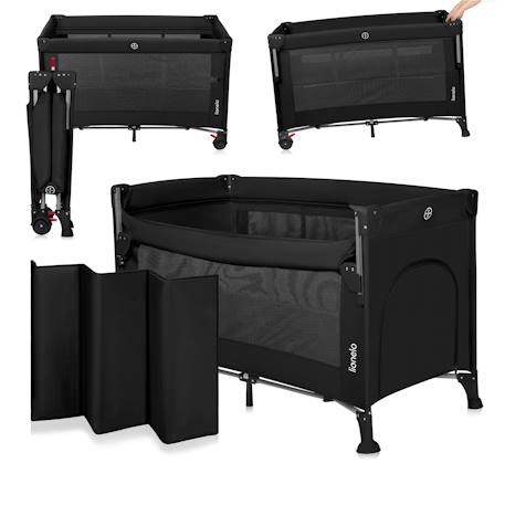 Lit cododo 3en1 ellen avec fonction lit parapluie et parc bébé, matelas haute densité et roulettes Beige sand+Black carbon+Green sage 7 - vertbaudet enfant 