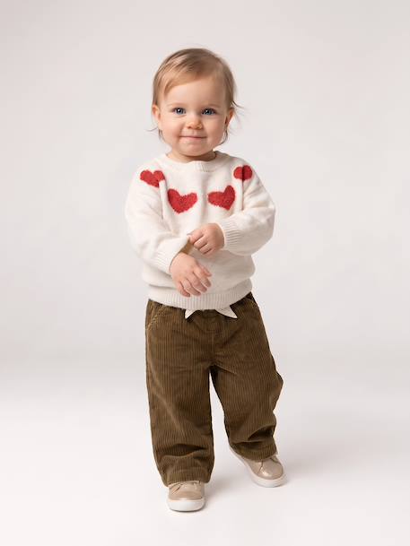 Pull jacquard bébé fille beige chiné+parme 8 - vertbaudet enfant 