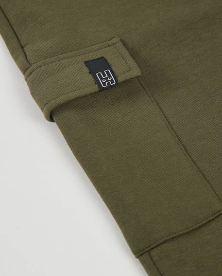 Pantalon cargo en molleton avec chevilles bord-côte pour garçon Vert 4 - vertbaudet enfant 