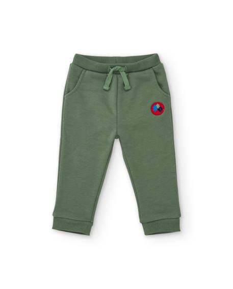 Pantalon garçon en molleton doux avec cordon ajustable Vert 1 - vertbaudet enfant 