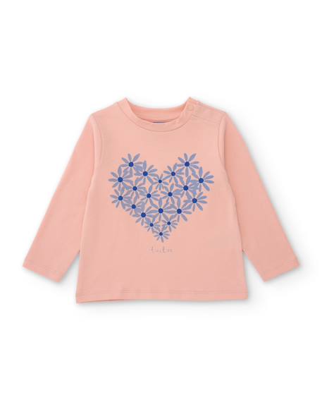 T-shirt manches longues fille en jersey à motif floral Rose 1 - vertbaudet enfant 