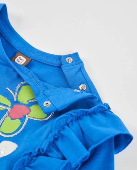 T-shirt fille en jersey avec volants et imprimé floral Bleu 3 - vertbaudet enfant 