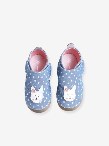 Chaussons scratchés bébé fille en chambray BLEU DENIM 1 - vertbaudet enfant 