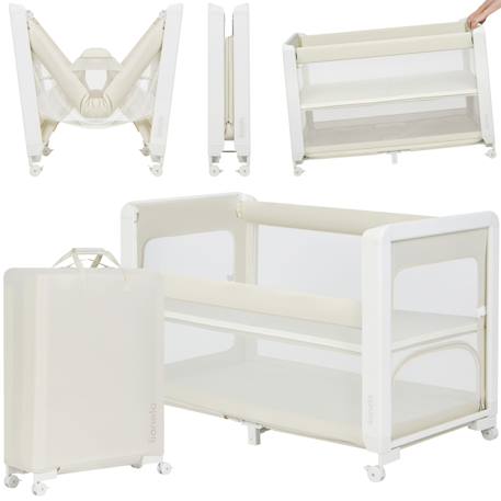 Lit cododo 5en1 patty pliable avec fonction lit parapluie et parc, matelas haute densité et 4 roulettes Beige sand+Grey graphite 1 - vertbaudet enfant 
