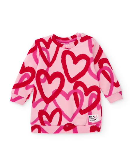 Robe bébé fille en molleton doux à imprimé cœurs Rose 2 - vertbaudet enfant 
