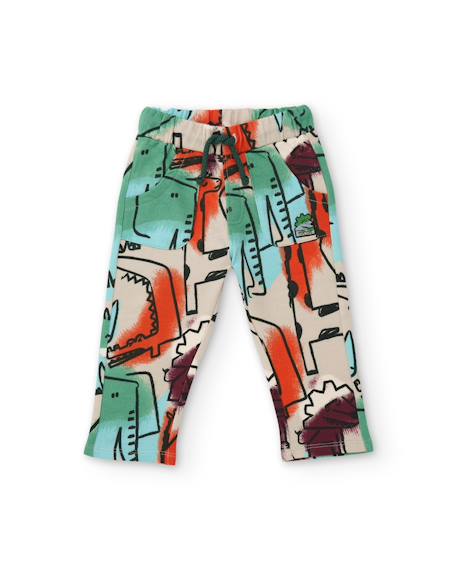 Ensemble bébé garçon en molleton avec sweat rhinocéros et pantalon imprimé Vert 3 - vertbaudet enfant 