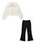 Ensemble fille en maille avec sweat à fermeture éclair et leggings évasés Blanc 1 - vertbaudet enfant 