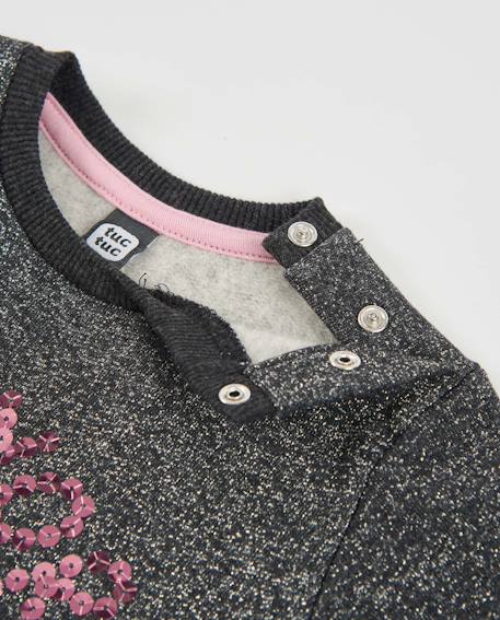 Robe fille buste en molleton à sequins et jupe en tulle Gris 3 - vertbaudet enfant 