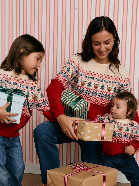 Pull de Noël Adulte Mixte Capsule Famille rouge 2 - vertbaudet enfant 