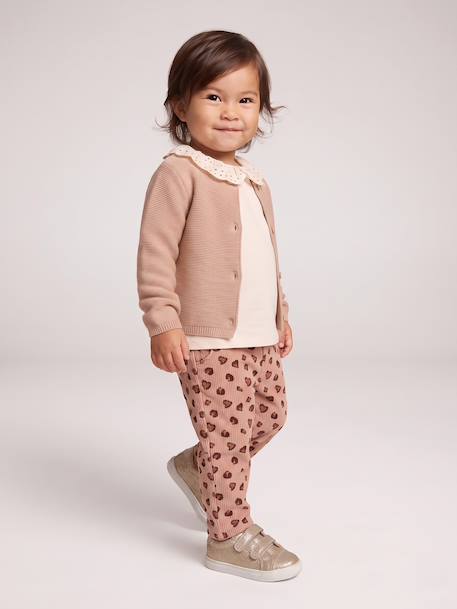 Cardigan broderie dorée coeur bébé beige+ivoire+vieux rose 8 - vertbaudet enfant 