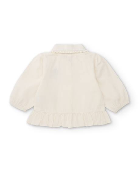 Blouse fille en toile à col volanté et broderies Blanc 2 - vertbaudet enfant 