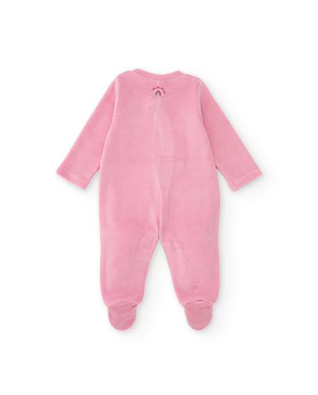 Barboteuse en maille pour bébé avec dinosaures brodés Rose 2 - vertbaudet enfant 