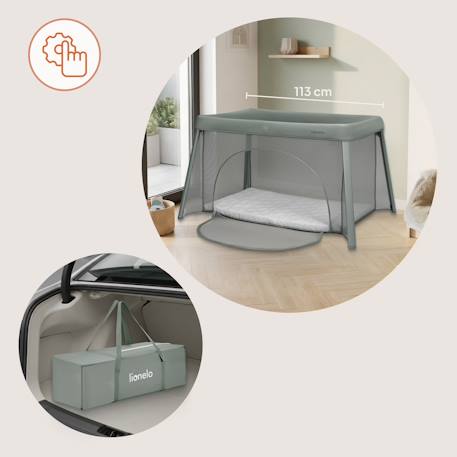 Lit parapluie 2en1 mila ultra-léger avec matelas 4 cm et sac Beige cream+Beige taupe+Green sage 14 - vertbaudet enfant 