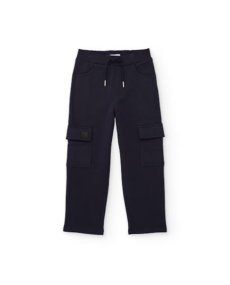 Pantalon garçon en molleton avec poches cargo et taille ajustable Bleu 2 - vertbaudet enfant 
