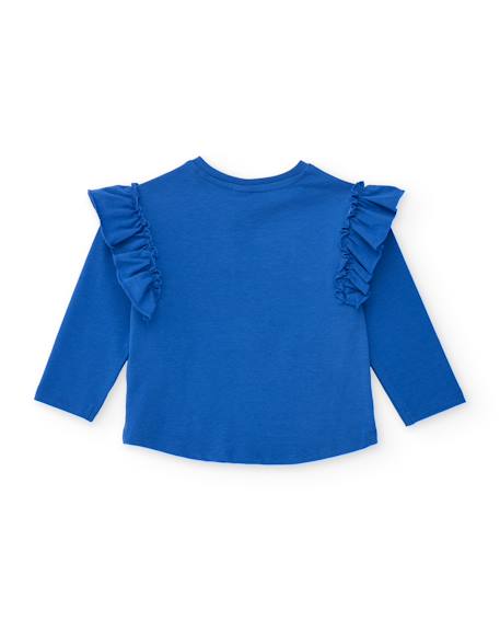 T-shirt fille en jersey avec volants et imprimé floral Bleu 2 - vertbaudet enfant 